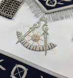 Masonic Blue Lodge Past Master Silver Handmade embroidery Apron - kitchcutlery
 - 2