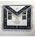 Masonic Blue Lodge Past Master Silver Handmade embroidery Apron Navy